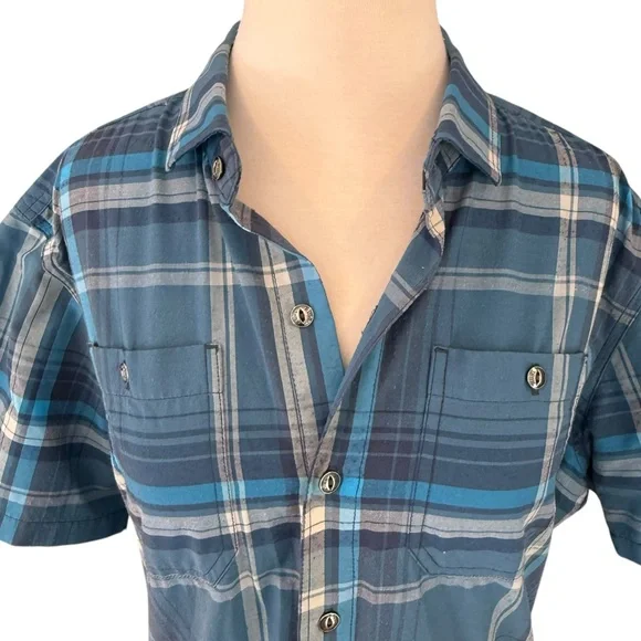 Kuhl Styk Short Sleeve Plaid Performance Shirt Tapered Fit Mens Medium - Picture 4 of 12